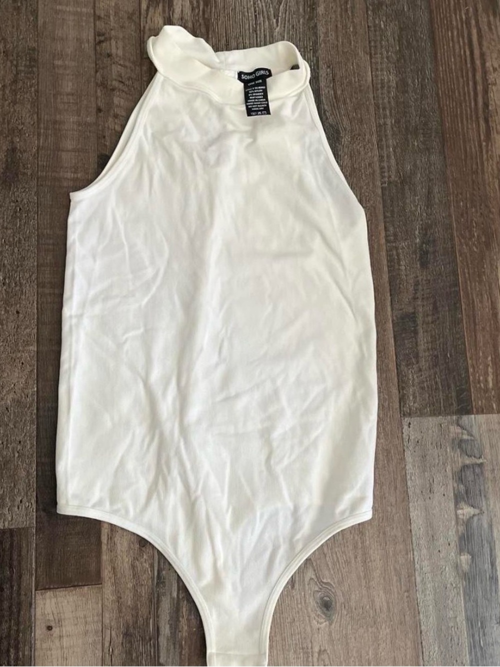 Soho Girls White Sleeveless Mock Neck One-Piece Bodysuit